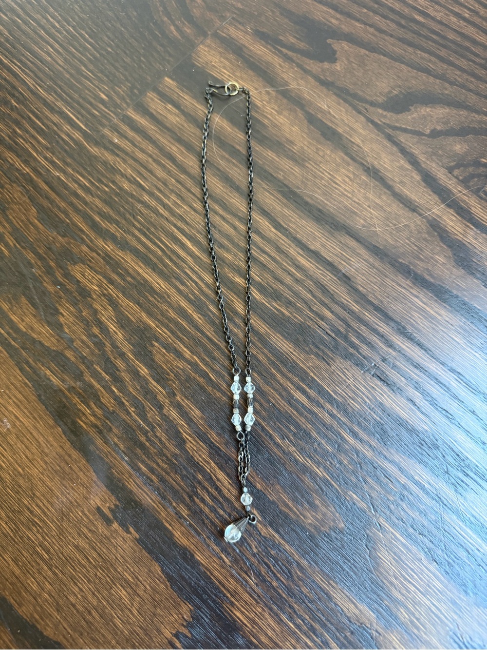 Delicate Black Chain Necklace with Crystal Accents